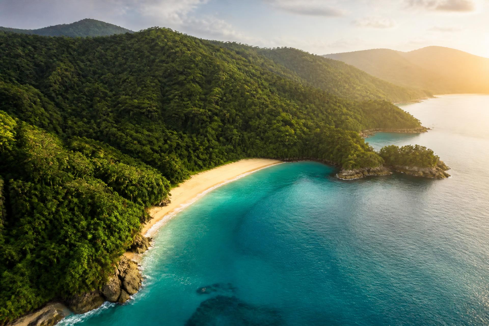 Tropical jungle bay facing the Caribbean Sea in Capurganá